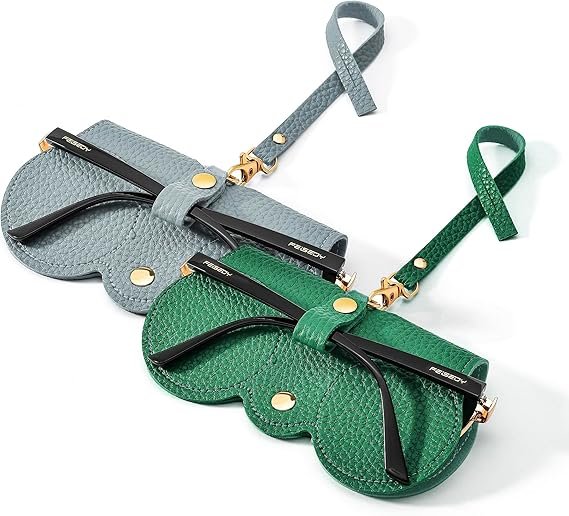 Soft Leather Sunglass Bag, Holder Eyeglasses Case, Portable Glasses Pouch With Button Clip Wrist Strap - Image 7
