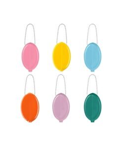 Customizable Oval Squeeze Coin Purse, Portable PVC Change Pouch with Ball Chain, Mini Squeeze Wallet for Coins, Earbuds & Small Accessories
