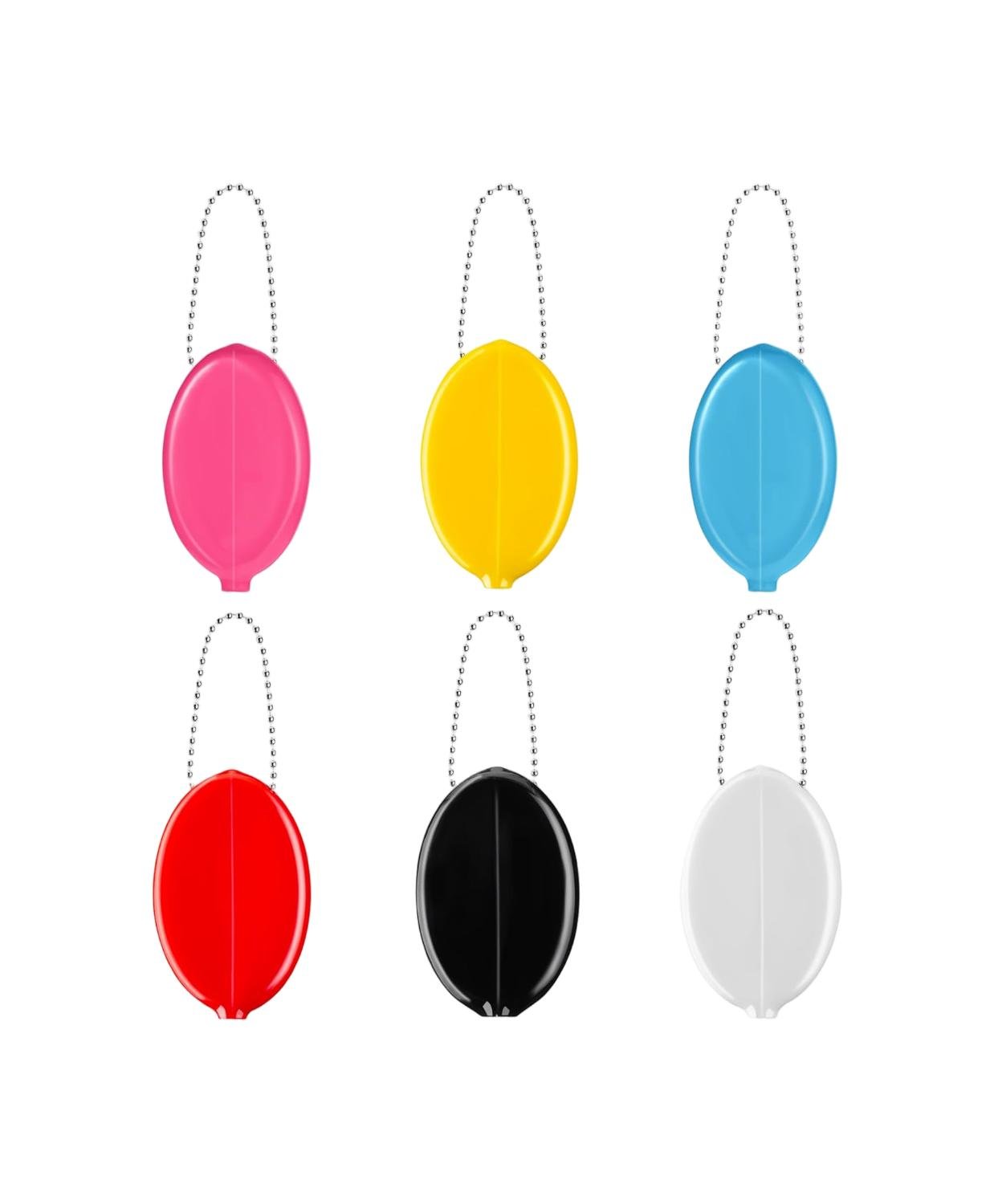 Customizable Oval Squeeze Coin Purse, Portable PVC Change Pouch with Ball Chain, Mini Squeeze Wallet for Coins, Earbuds & Small Accessories - Image 3