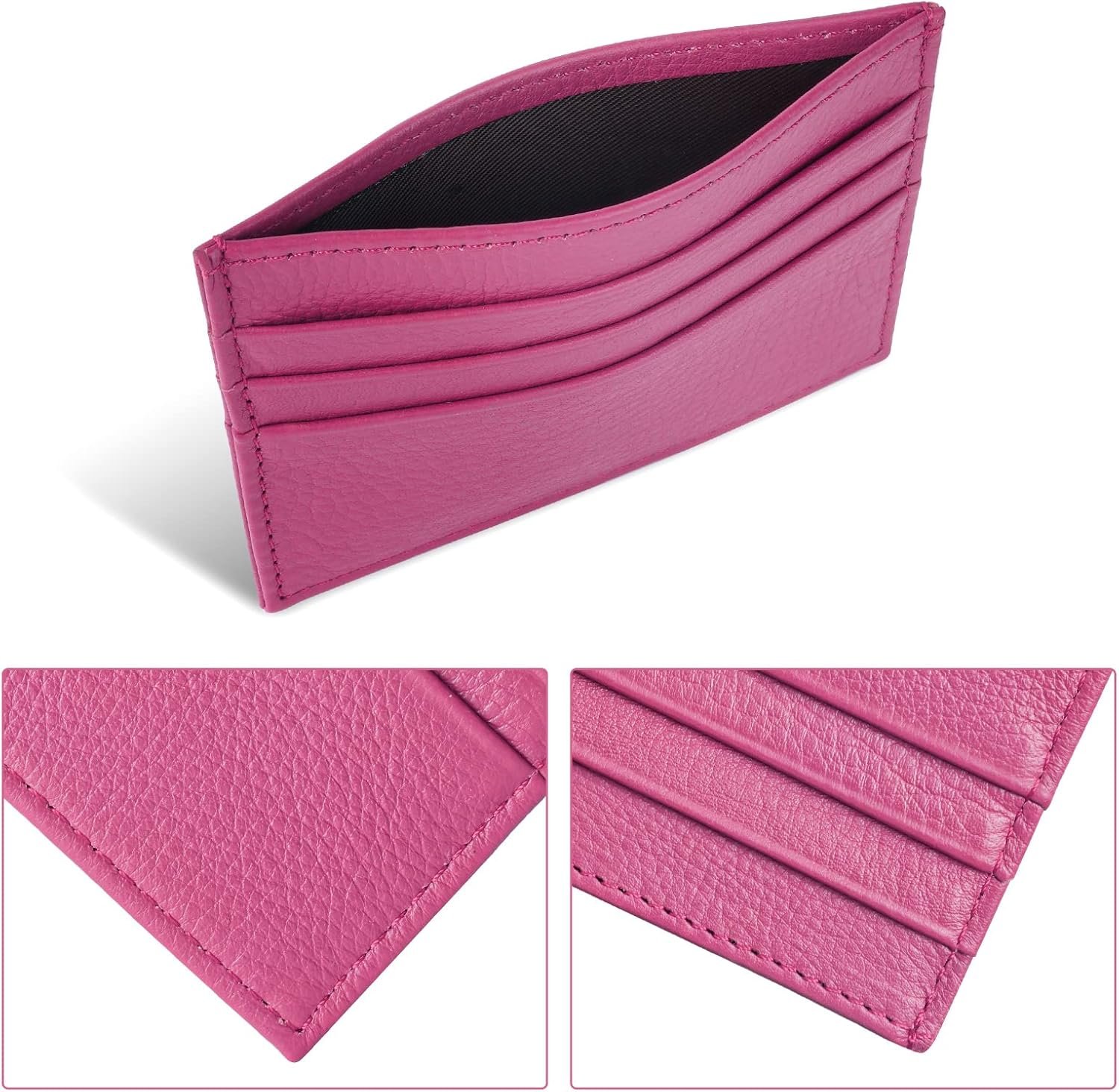 Slim Leather Card Holder Wallet | Minimalist RFID Credit Card Case for Men & Women - Image 2