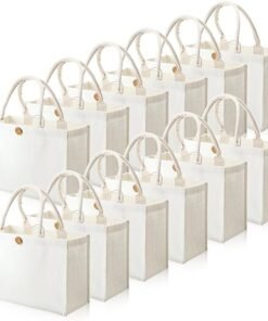 Customizable Canvas Tote Bag with Wooden Button Closure, Blank Reusable Grocery Bag with Black Handles, Perfect for DIY, Events , Personalized Gifts - Image 6