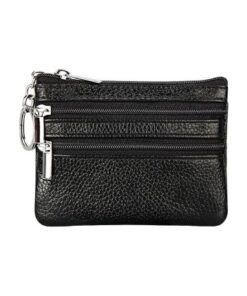 Vintage PU Leather Coin Purse, Multi-Zipper Mini Change Pouch, Portable Key Ring Wallet, Pocket Sized Small Storage Bag for Daily Use