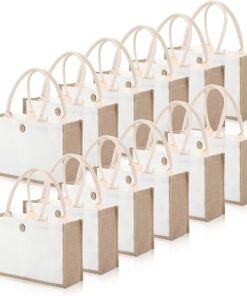 Customizable Canvas Tote Bag with Wooden Button Closure, Blank Reusable Grocery Bag with Black Handles, Perfect for DIY, Events , Personalized Gifts