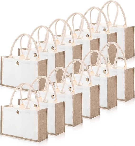 Customizable Canvas Tote Bag with Wooden Button Closure, Blank Reusable Grocery Bag with Black Handles, Perfect for DIY, Events , Personalized Gifts