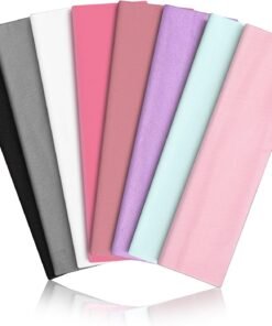 Custom Logo Elastic Sports Headbands 8PCS, Multi Color Soft Stretch Sweat Hair Wraps, Personalized Non Slip Yoga Workout Headbands for Women & Men Working Out, Travel