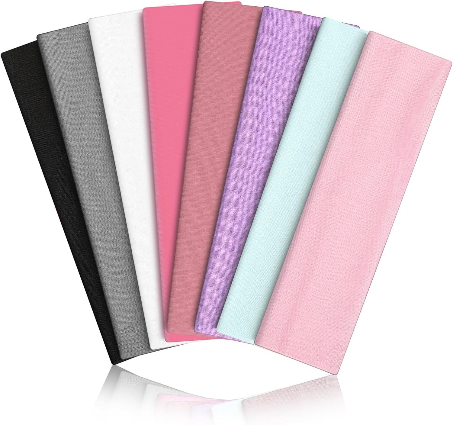 Custom Logo Elastic Sports Headbands 8PCS, Multi Color Soft Stretch Sweat Hair Wraps, Personalized Non Slip Yoga Workout Headbands for Women & Men Working Out, Travel