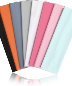 Custom Logo Elastic Sports Headbands 8PCS, Multi Color Soft Stretch Sweat Hair Wraps, Personalized Non Slip Yoga Workout Headbands for Women & Men Working Out, Travel - Image 10