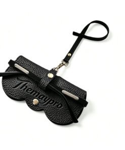 Alternative view of Soft Leather Sunglass Bag, Holder Eyeglasses Case, Portable Glasses Pouch With Button Clip Wrist Strap