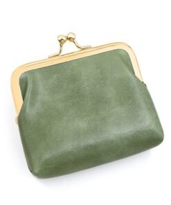 Women’s Small Coin Purse, Vintage PU Leather Change Purse, Rectangle Kiss Lock Coin Pouch, Pocket-Sized, Solid Color, Mini Coin Purse for Women
