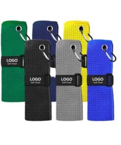 Bulk Custom Golf Towels with Logo Strap, Two-Fold Microfiber Golf Towel with Metal Carabiner, Custom Color Size Print for Gift