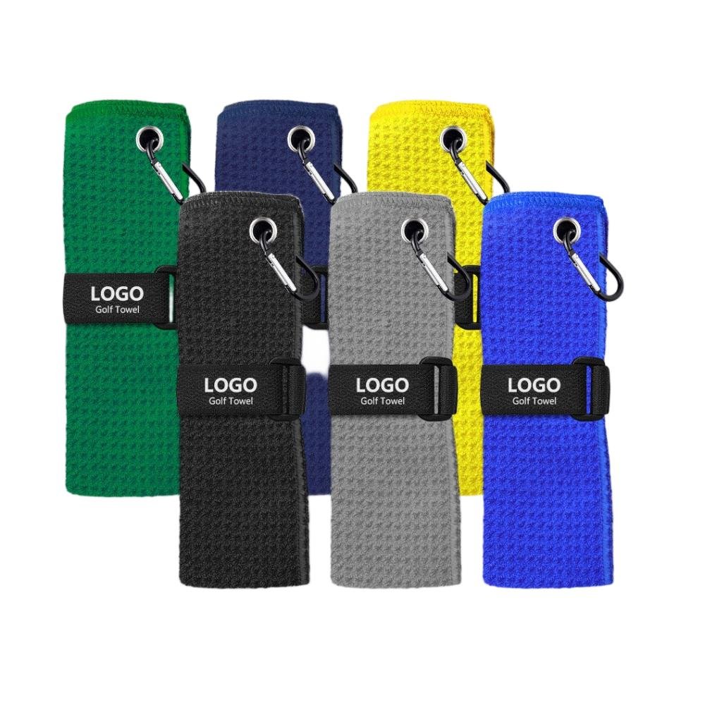 Bulk Custom Golf Towels with Logo Strap, Two-Fold Microfiber Golf Towel with Metal Carabiner, Custom Color Size Print for Gift