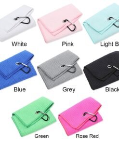 Alternative view of Bulk Custom Golf Towels with Logo Strap, Two-Fold Microfiber Golf Towel with Metal Carabiner, Custom Color Size Print for Gift