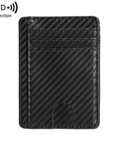 Minimalist Carbon Fiber Card Holder, Slim Front Pocket Wallet RFID Blocking, Holds Up To 8 Cards & Cash, ID Window Card Wallet For Men