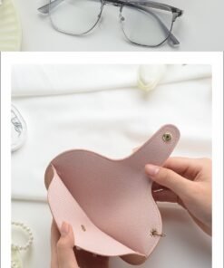 Portable Lanyard Pu Leather Sunglasses Pouch, Travel Outdoor Hanging Eyeglasses Bag, Eyewear Sleeve with Snap Closure - Image 4