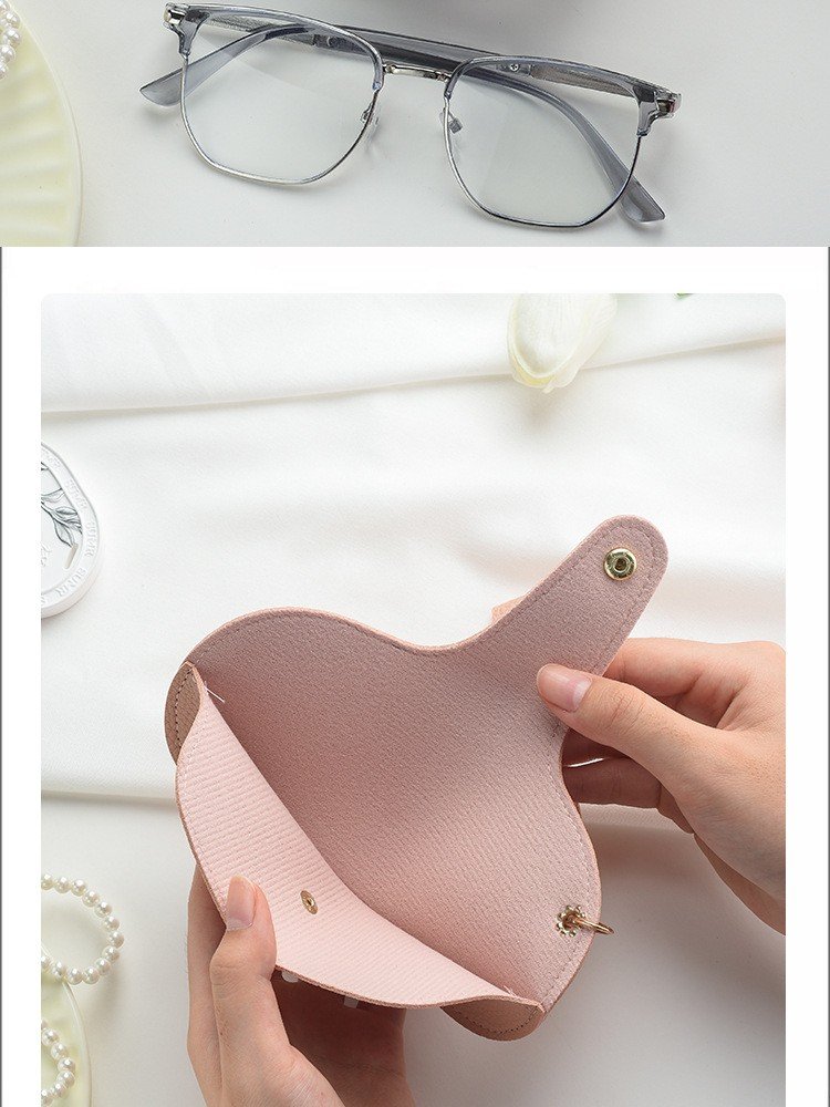 Portable Lanyard Pu Leather Sunglasses Pouch, Travel Outdoor Hanging Eyeglasses Bag, Eyewear Sleeve with Snap Closure - Image 4