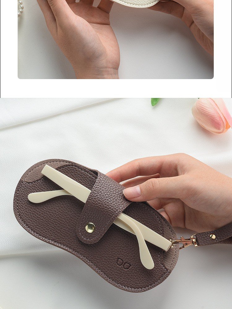 Portable Lanyard Pu Leather Sunglasses Pouch, Travel Outdoor Hanging Eyeglasses Bag, Eyewear Sleeve with Snap Closure - Image 2