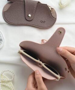 Portable Lanyard Pu Leather Sunglasses Pouch, Travel Outdoor Hanging Eyeglasses Bag, Eyewear Sleeve with Snap Closure - Image 3