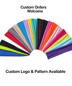 Alternative view of Custom Logo Elastic Sports Headbands 8PCS, Multi Color Soft Stretch Sweat Hair Wraps, Personalized Non Slip Yoga Workout Headbands for Women & Men Working Out, Travel
