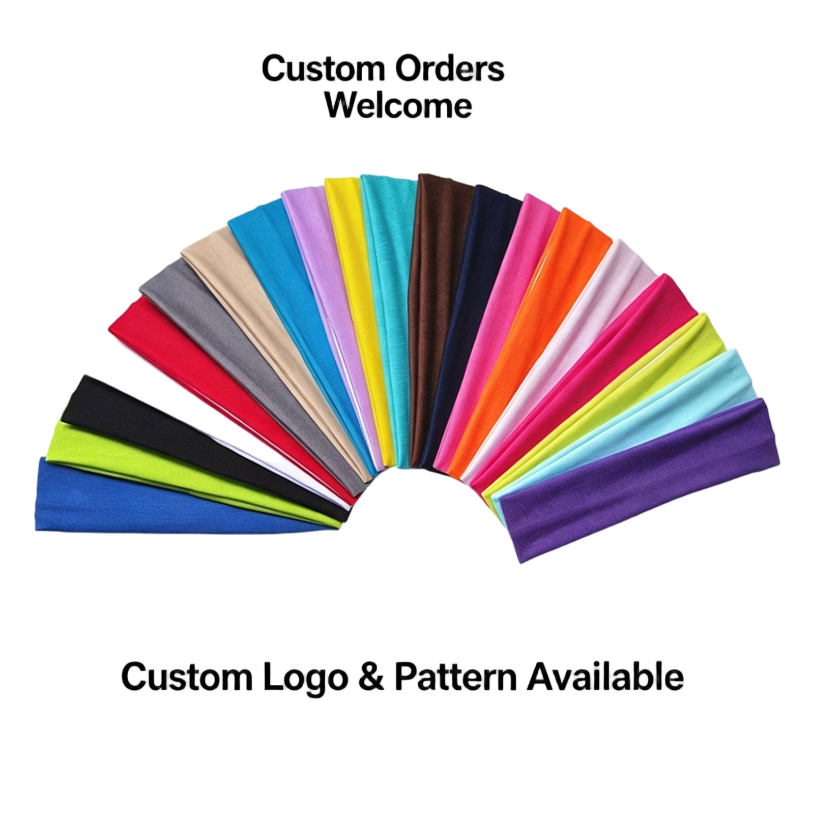 Custom Logo Elastic Sports Headbands 8PCS, Multi Color Soft Stretch Sweat Hair Wraps, Personalized Non Slip Yoga Workout Headbands for Women & Men Working Out, Travel - Image 2