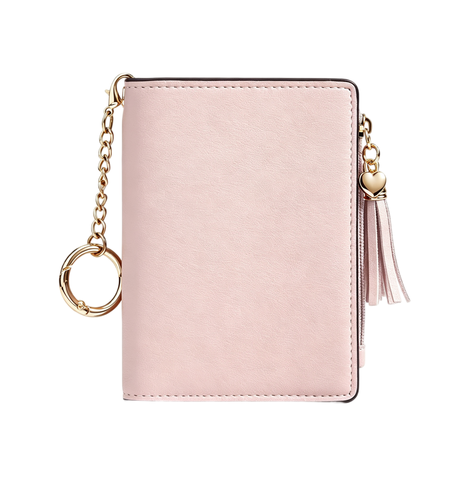 Women Mini PU Leather Wallet with Keychain, Tassel Zipper Coin Pocket Small Card Purse - Image 3