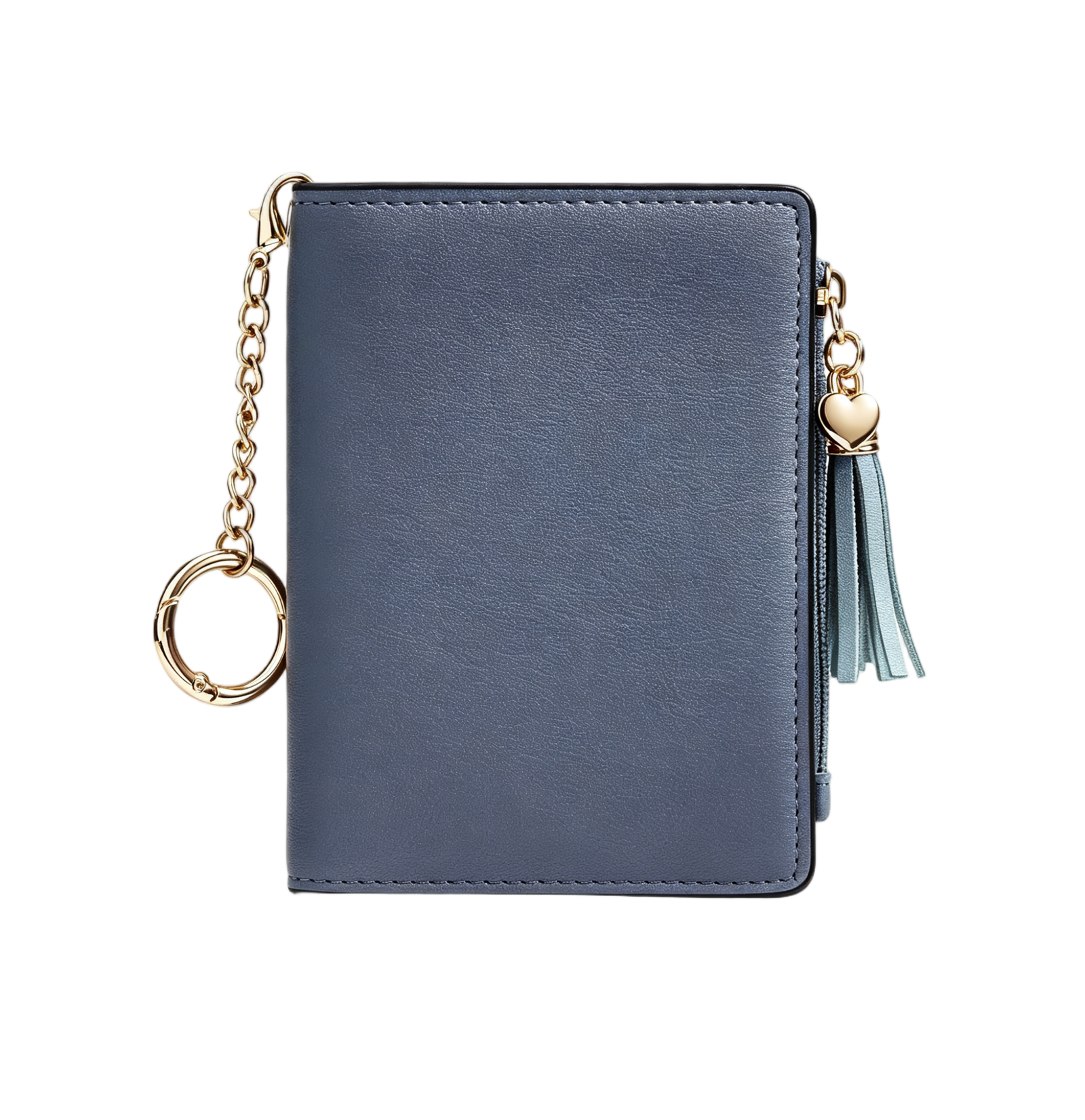 Women Mini PU Leather Wallet with Keychain, Tassel Zipper Coin Pocket Small Card Purse - Image 2