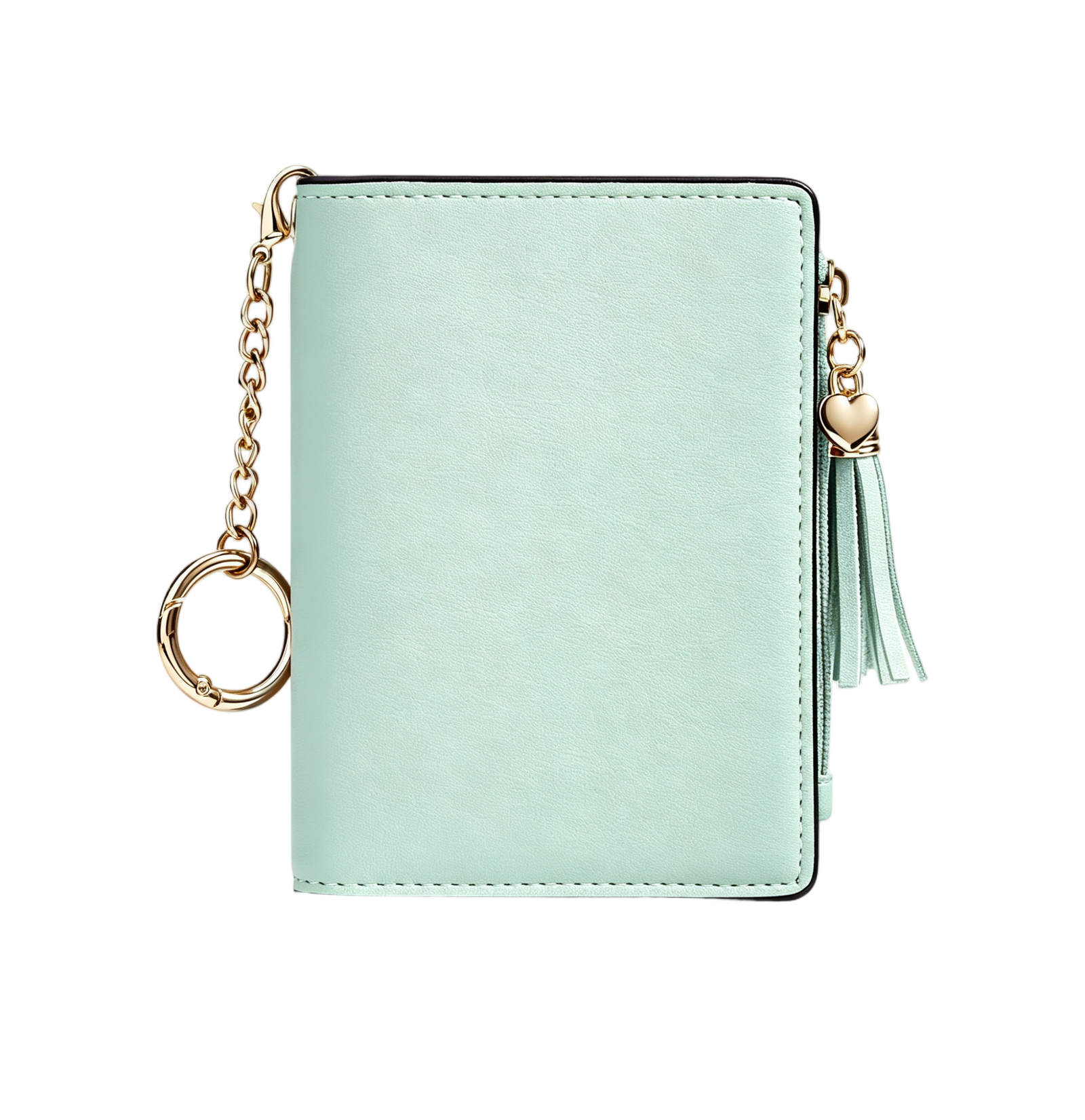 Women Mini PU Leather Wallet with Keychain, Tassel Zipper Coin Pocket Small Card Purse - Image 6
