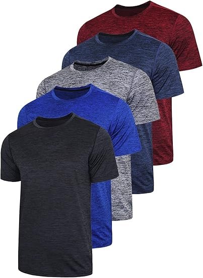 Men’s Active Quick Dry Crew Neck T Shirts | Athletic Running Gym Workout Short Sleeve Tee Tops
